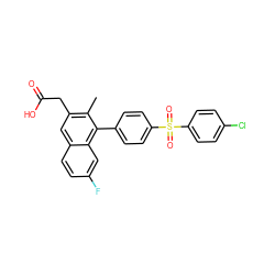 Cc1c(CC(=O)O)cc2ccc(F)cc2c1-c1ccc(S(=O)(=O)c2ccc(Cl)cc2)cc1 ZINC000205737207