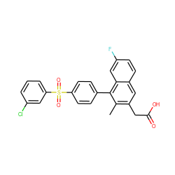 Cc1c(CC(=O)O)cc2ccc(F)cc2c1-c1ccc(S(=O)(=O)c2cccc(Cl)c2)cc1 ZINC000205737233