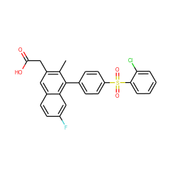 Cc1c(CC(=O)O)cc2ccc(F)cc2c1-c1ccc(S(=O)(=O)c2ccccc2Cl)cc1 ZINC000205737258