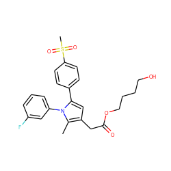 Cc1c(CC(=O)OCCCCO)cc(-c2ccc(S(C)(=O)=O)cc2)n1-c1cccc(F)c1 ZINC000147425080