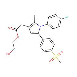 Cc1c(CC(=O)OCCO)cc(-c2ccc(S(C)(=O)=O)cc2)n1-c1ccc(F)cc1 ZINC000073223120