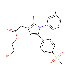 Cc1c(CC(=O)OCCO)cc(-c2ccc(S(C)(=O)=O)cc2)n1-c1cccc(F)c1 ZINC000073224102