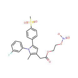 Cc1c(CC(=O)OCCO[N+](=O)[O-])cc(-c2ccc(S(C)(=O)=O)cc2)n1-c1cccc(F)c1 ZINC000073223646