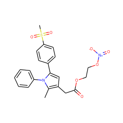 Cc1c(CC(=O)OCCO[N+](=O)[O-])cc(-c2ccc(S(C)(=O)=O)cc2)n1-c1ccccc1 ZINC000073196765