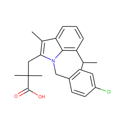 Cc1c(CC(C)(C)C(=O)O)n(Cc2ccc(Cl)cc2)c2c(C(C)C)cccc12 ZINC000028334743