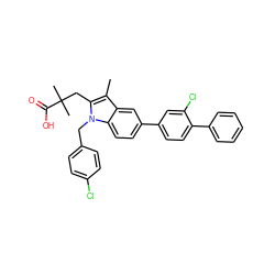 Cc1c(CC(C)(C)C(=O)O)n(Cc2ccc(Cl)cc2)c2ccc(-c3ccc(-c4ccccc4)c(Cl)c3)cc12 ZINC000028130124