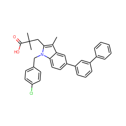 Cc1c(CC(C)(C)C(=O)O)n(Cc2ccc(Cl)cc2)c2ccc(-c3cccc(-c4ccccc4)c3)cc12 ZINC000028344104