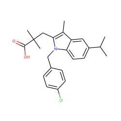 Cc1c(CC(C)(C)C(=O)O)n(Cc2ccc(Cl)cc2)c2ccc(C(C)C)cc12 ZINC000028344837