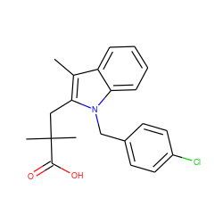 Cc1c(CC(C)(C)C(=O)O)n(Cc2ccc(Cl)cc2)c2ccccc12 ZINC000028344587