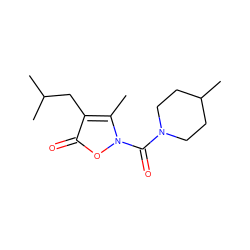 Cc1c(CC(C)C)c(=O)on1C(=O)N1CCC(C)CC1 ZINC000026848036