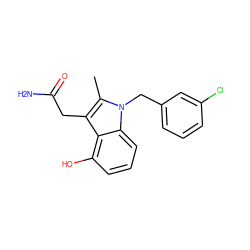 Cc1c(CC(N)=O)c2c(O)cccc2n1Cc1cccc(Cl)c1 ZINC000013445750