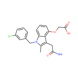 Cc1c(CC(N)=O)c2c(OCC(=O)O)cccc2n1Cc1cccc(Cl)c1 ZINC000013605121