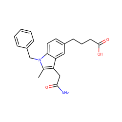 Cc1c(CC(N)=O)c2cc(CCCC(=O)O)ccc2n1Cc1ccccc1 ZINC000013446155