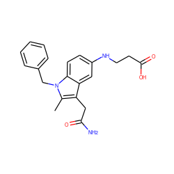 Cc1c(CC(N)=O)c2cc(NCCC(=O)O)ccc2n1Cc1ccccc1 ZINC000013446146