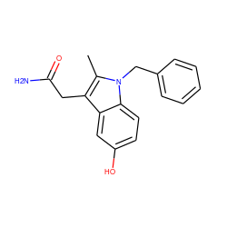 Cc1c(CC(N)=O)c2cc(O)ccc2n1Cc1ccccc1 ZINC000013445726