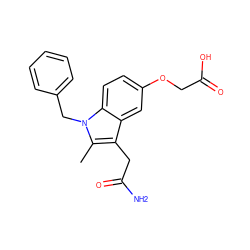 Cc1c(CC(N)=O)c2cc(OCC(=O)O)ccc2n1Cc1ccccc1 ZINC000013445828