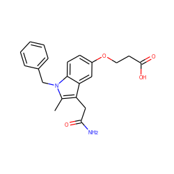 Cc1c(CC(N)=O)c2cc(OCCC(=O)O)ccc2n1Cc1ccccc1 ZINC000013445831