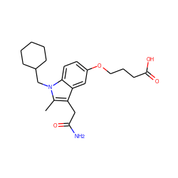 Cc1c(CC(N)=O)c2cc(OCCCC(=O)O)ccc2n1CC1CCCCC1 ZINC000013445865