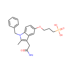 Cc1c(CC(N)=O)c2cc(OCCCP(=O)(O)O)ccc2n1Cc1ccccc1 ZINC000001540045