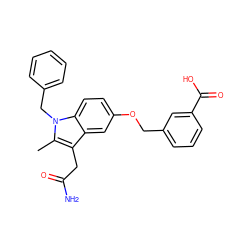 Cc1c(CC(N)=O)c2cc(OCc3cccc(C(=O)O)c3)ccc2n1Cc1ccccc1 ZINC000013445838