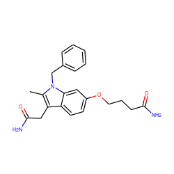 Cc1c(CC(N)=O)c2ccc(OCCCC(N)=O)cc2n1Cc1ccccc1 ZINC000013446097