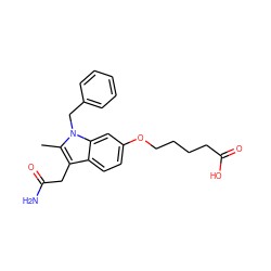 Cc1c(CC(N)=O)c2ccc(OCCCCC(=O)O)cc2n1Cc1ccccc1 ZINC000013445844