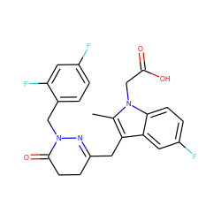 Cc1c(CC2=NN(Cc3ccc(F)cc3F)C(=O)CC2)c2cc(F)ccc2n1CC(=O)O ZINC000095558389