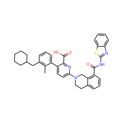 Cc1c(CC2CCCCC2)cccc1-c1ccc(N2CCc3cccc(C(=O)Nc4nc5ccccc5s4)c3C2)nc1C(=O)O ZINC000144508160