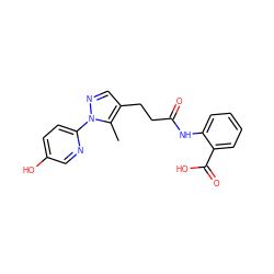 Cc1c(CCC(=O)Nc2ccccc2C(=O)O)cnn1-c1ccc(O)cn1 ZINC000049049210