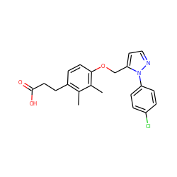 Cc1c(CCC(=O)O)ccc(OCc2ccnn2-c2ccc(Cl)cc2)c1C ZINC000118712129