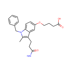 Cc1c(CCC(N)=O)c2cc(OCCCC(=O)O)ccc2n1Cc1ccccc1 ZINC000013446196