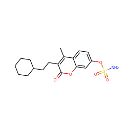 Cc1c(CCC2CCCCC2)c(=O)oc2cc(OS(N)(=O)=O)ccc12 ZINC000013488121