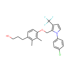 Cc1c(CCCO)ccc(OCc2c(C(F)(F)F)ccn2-c2ccc(Cl)cc2)c1C ZINC000225932234