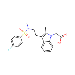 Cc1c(CCN(C)S(=O)(=O)c2ccc(F)cc2)c2ccccc2n1CC(=O)O ZINC000095571602