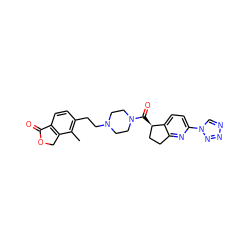 Cc1c(CCN2CCN(C(=O)[C@@H]3CCc4nc(-n5cnnn5)ccc43)CC2)ccc2c1COC2=O ZINC000168514105