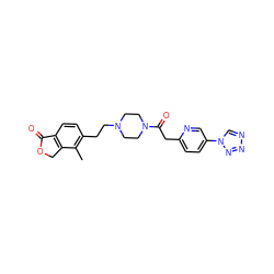 Cc1c(CCN2CCN(C(=O)Cc3ccc(-n4cnnn4)cn3)CC2)ccc2c1COC2=O ZINC000168485232