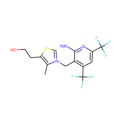 Cc1c(CCO)sc[n+]1Cc1c(C(F)(F)F)cc(C(F)(F)F)nc1N ZINC000029125629