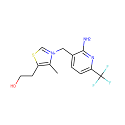 Cc1c(CCO)sc[n+]1Cc1ccc(C(F)(F)F)nc1N ZINC000029125626