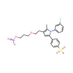 Cc1c(CCOCCCO[N+](=O)[O-])cc(-c2ccc(S(C)(=O)=O)cc2)n1-c1cccc(F)c1 ZINC000095589051