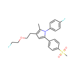 Cc1c(CCOCCF)cc(-c2ccc(S(C)(=O)=O)cc2)n1-c1ccc(F)cc1 ZINC000653716049