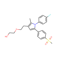 Cc1c(CCOCCO)cc(-c2ccc(S(C)(=O)=O)cc2)n1-c1ccc(F)cc1 ZINC000095592341