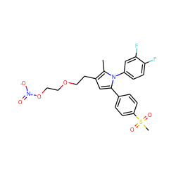 Cc1c(CCOCCO[N+](=O)[O-])cc(-c2ccc(S(C)(=O)=O)cc2)n1-c1ccc(F)c(F)c1 ZINC000095586254