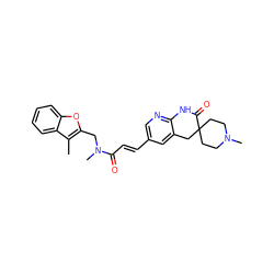 Cc1c(CN(C)C(=O)/C=C/c2cnc3c(c2)CC2(CCN(C)CC2)C(=O)N3)oc2ccccc12 ZINC000045260290