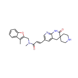 Cc1c(CN(C)C(=O)/C=C/c2cnc3c(c2)CC2(CCNCC2)C(=O)N3)oc2ccccc12 ZINC000045324747