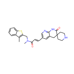 Cc1c(CN(C)C(=O)/C=C/c2cnc3c(c2)CC2(CCNCC2)C(=O)N3)sc2ccccc12 ZINC000045253312