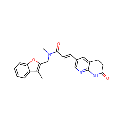 Cc1c(CN(C)C(=O)/C=C/c2cnc3c(c2)CCC(=O)N3)oc2ccccc12 ZINC000038795123