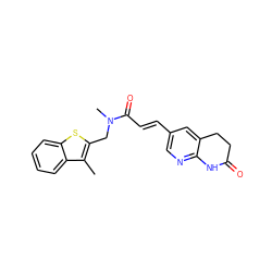 Cc1c(CN(C)C(=O)/C=C/c2cnc3c(c2)CCC(=O)N3)sc2ccccc12 ZINC000000596508