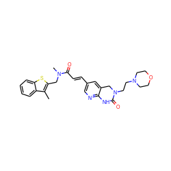 Cc1c(CN(C)C(=O)/C=C/c2cnc3c(c2)CN(CCN2CCOCC2)C(=O)N3)sc2ccccc12 ZINC000033991112