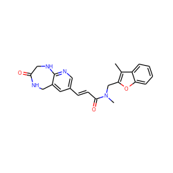 Cc1c(CN(C)C(=O)/C=C/c2cnc3c(c2)CNC(=O)CN3)oc2ccccc12 ZINC000045259773