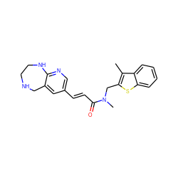 Cc1c(CN(C)C(=O)/C=C/c2cnc3c(c2)CNCCN3)sc2ccccc12 ZINC000045316044